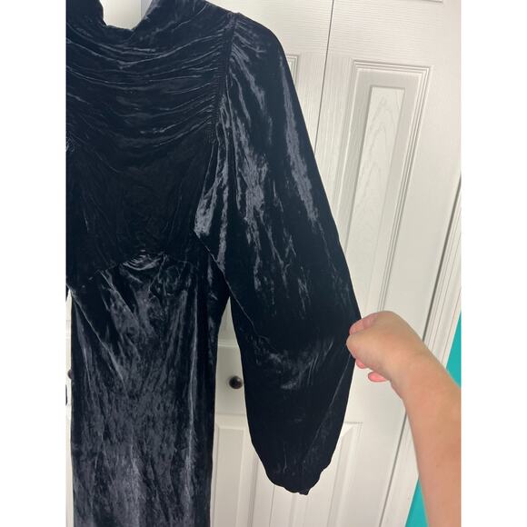 1930s Openhym's Debuvel Transparent Velvet Dress Black Art Deco Maxi Gown Sz 6 - Picture 3 of 13